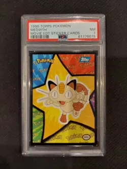 PSA 7 Meowth Sticker Card Topps Pokemon Movie Edition - Image 1