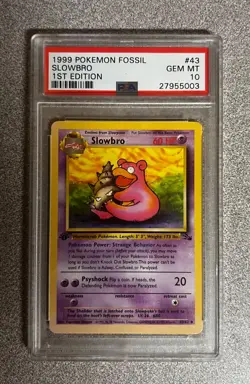 Pokemon PSA 10 GEM MINT Slowbro #43/62 Fossil 1st Edition - Image 1