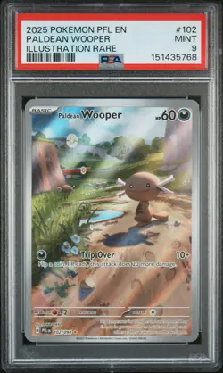 2025 Pokemon Phantasmal Flames Paldean Wooper #102 - Illustration Rare - PSA 9 - Image 1