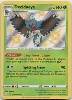 Decidueye SV003/SV122 Shiny Rare Shining Fates Shiny Vault Pokemon NM/M - Image 1
