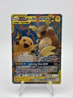 Pokemon Raichu & Alolan Raichu GX Tag Team 54/236 Unified Minds NM - Image 1