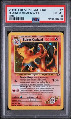 2000 POKEMON GYM CHALLENGE HOLO #2 BLAINE'S CHARIZARD PSA 6 - Image 1