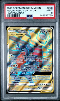 POKEMON GARCHOMP & GIRATINA GX Full Art Unified Minds 228 PSA 9 MINT - Image 1
