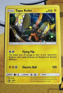 Tapu Koko SM31 Black Star Promo Cosmos Holo Rare Pokemon Card TCG - NM Near Mint - Image 1