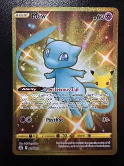 Mew 025/025 25th Celebrations Card Shiny Gold Mew NM Pokemon TCG - Image 1