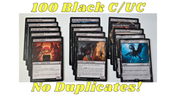 100 BLACK Magic the Gathering Cards C/Uncommon Bulk Lot NO DUPLICATES Commander - Image 1