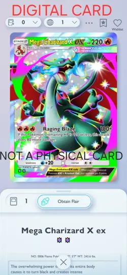 Mega Charizard EX X Shiny pokemon pocket mobile game card mega shine set ◇◇◇◇ - Image 1