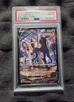 2022 Pokemon SWSH Umbreon V Full Art Brilliant Stars Trainer Gallery TG22 PSA 10 - Image 1