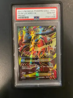 2017 POKEMON MEGA POWERS COLLECTION PROMO #55A FULL ART/M LUCARIO EX PSA 10 - Image 1