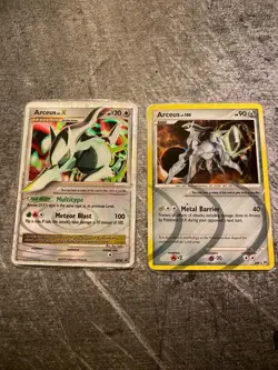 Pokemon TCG laminated Arceus AR9/9 Holo Rare & ARCEUS LV.X DP56 Holo Promo - Image 1