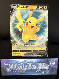 Pokemon Card Pikachu V Half Art Rare SWSH198 Black Star Promo Near Mint - Image 1