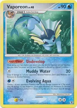 Pokemon Platinum Rising Rivals Single Card Rare Vaporeon 34/111 - Image 1
