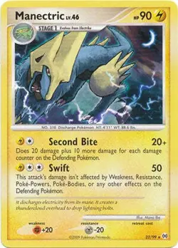 Pokemon Platinum Arceus 22/99 Card Rare Manectric - Image 1
