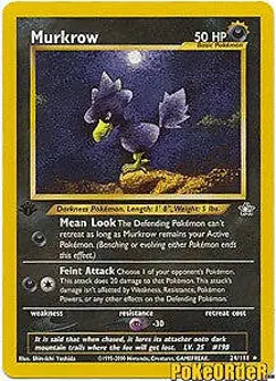 Pokemon Neo Genesis Rare - Murkrow Card 24/111 UNLIMITED EDITION - Image 1