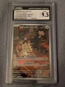 CGC 9.5 Team Rocket's Meowth 203/182 IR Destined Rivals DRI Pokemon Card - Image 1