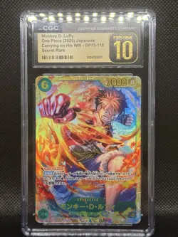 CGC Pristine 10 Monkey D Luffy OP13-118 Secret Rare – One Piece Card Game OP13 S - Image 1