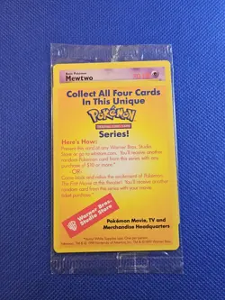 1x Sealed MEWTWO # 3 Black Star Promo WB Movie WOTC Pokemon Card (Yellow) - Image 1