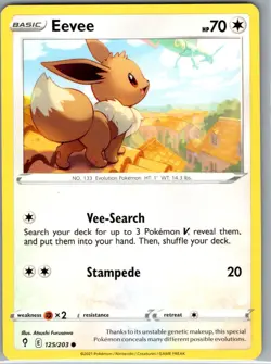 Eevee 125/203 Non Holo SWSH07: Evolving Skies - Pokemon Card - NM - Image 1
