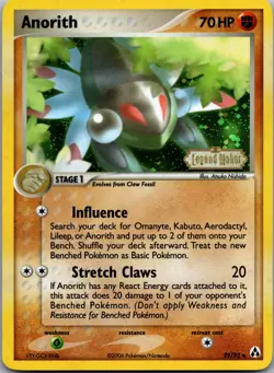 Anorith 29/92 Uncommon Reverse Holo Stamped Ex Legend Maker Pokemon Card NM (A7) - Image 1