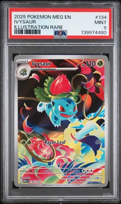 Pokemon TCG Ivysaur 134/132 Mega Evolutions Illustration Rare PSA 9 - Image 1