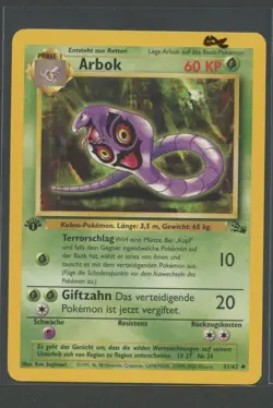 Arbok 1. Edition | Fossil 31/62 | Pokemon Karte Deutsch EXC 2000 WOTC - Image 1