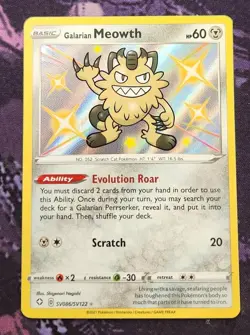 Pokemon: Shining Fates: Shiny Vault: Holofoil Galarian Meowth: LP Condition - Image 1