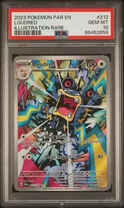 2023 Pokemon Par EN-Paradox Rift Loudred Illustration Rare PSA 10 #212 - Image 1