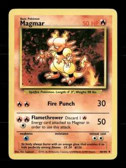 Magmar 36/102 Base Set Unlimited MP Pokemon - Image 1