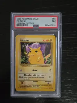 1999 Pokemon Game Pikachu Yellow Cheeks #58 PSA NM 7 - Image 1