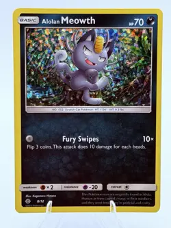 Pokemon Alolan Meowth 8/12 McDonalds Promo Holo LP 2017 - Image 1
