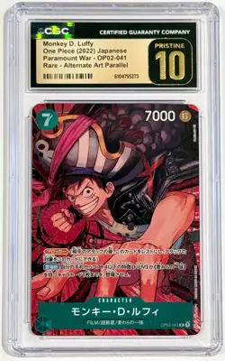 2022 One Piece Monkey D. Luffy OP02-041 Alternate Art Paramount War CGC 10 Prist - Image 1