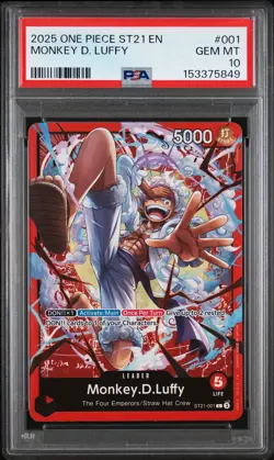 One Piece - ST21-EX Gear 5 Monkey.D.Luffy Red Leader ST21-001 PSA 10 - Image 1