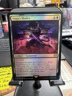 Magic the Gathering Ninja's Blades Foil Promo FFXIV Artifact Equipment Card 2025 - Image 1