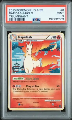 RAPIDASH HOLO 8/123 HEARTGOLD & SOULSILVER TRIUMPHANT POKEMON PSA 9 - Image 1