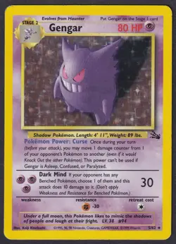 Pokemon Gengar 5/62 Holo Fossil - Image 1