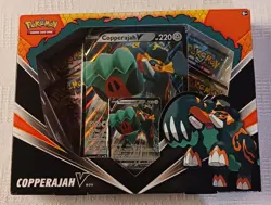 Poke'mon Trading Card Game Copperajah V Box Featuring A Metalic Green Copperajah - Image 1