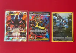 Pokemon Lucario Card Lot – Mega Lucario ex Full Art + Lucario VSTAR + Riolu NM - Image 1