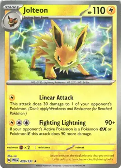 JOLTEON (MASTER BALL PATTERN) 029/131 HOLO PRISMATIC EVOLUTIONS POKEMON NM/M - Image 2