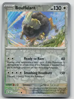 Bouffalant 151/191 Surging Sparks Pokemon Reverse Holo NM Common - Image 1