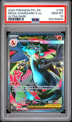 2025 POKEMON PFL EN-PHANTASMAL FLAMES ULTRA RARE #109 MEGA CHARIZARD X EX PSA 10 - Image 1