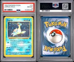 1999 Pokemon Fossil Unlimited Holo Lapras 10/62 PSA Grade 8 - Image 2