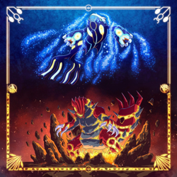 2 Player Cloth Playmat Kyogre Groudon Pokemon - Image 1