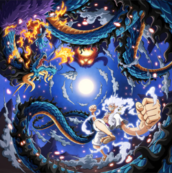 2 Player One Piece Gear 5 Luffy Cloth Playmat - Image 1