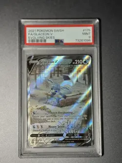 Pokemon TCG: Glaceon V 077 Eevee Heroes Alt Art Full Art 2021 077/069 SR PSA 9 - Image 1