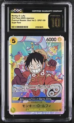 CGC 10 Pristine ONE PIECE Monkey D. Luffy OP07-109 SR Best Vol. 2 Jpn - Image 1