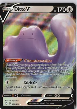 Ditto V 050/072 Holo V Rare Shining Fates Pokemon NM Card - Image 1