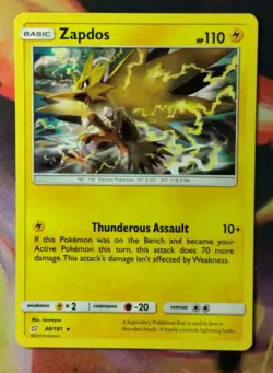 Zapdos - 40/181 LP Non Holo Theme Deck Exclusive Team Up 2019 Pokemon Card - Image 1