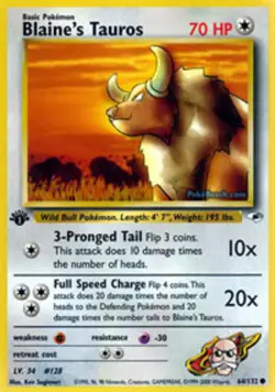 1x Blaine's Tauros - 64/132 - Common - 1st Edition Moderately Played Pokemon G1 - Image 1