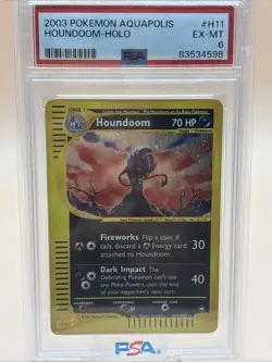 PSA 6 Houndoom-Holo 2003 Pokemon Aquapolis #H11 EX-MT Graded card Fast Shipping - Image 1
