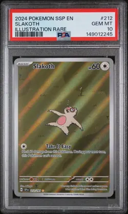 Pokemon TCG Slakoth Illustration Surging Sparks 212/191 PSA 10 - Image 1